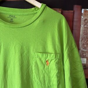 Polo Ralph Lauren lime green with orange‎ logo T-shirt XLT
